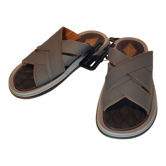 NWT  GEORGE Men's Cross Band Flexible Midsole Arch Support Slide Gray Sandal - Picture 6 of 10